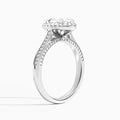 Marquise Luxe Pavé Halo Lab Diamond Engagement Ring In 14K White Gold, Angle View