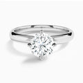 Round Solitaire Lab Grown Diamond Engagement Ring In 18K White Gold - Lucenjuri
