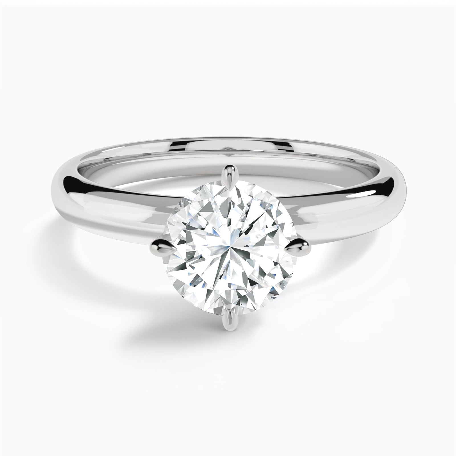 Round Solitaire Lab Grown Diamond Engagement Ring In 18K White Gold - Lucenjuri