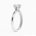 Round Solitaire Lab Grown Diamond Engagement Ring In 18K White Gold, Angle View