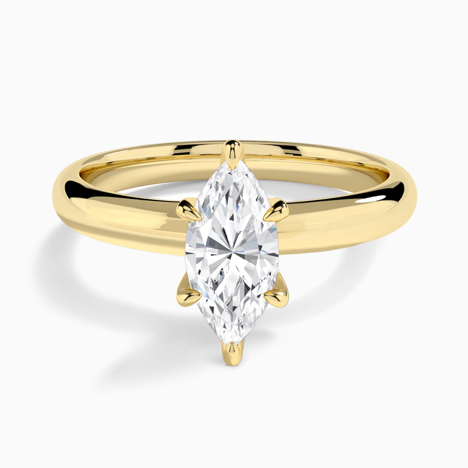 Marquise Solitaire Lab Grown Diamond Engagement Ring In 14K Yellow Gold - Lucenjuri