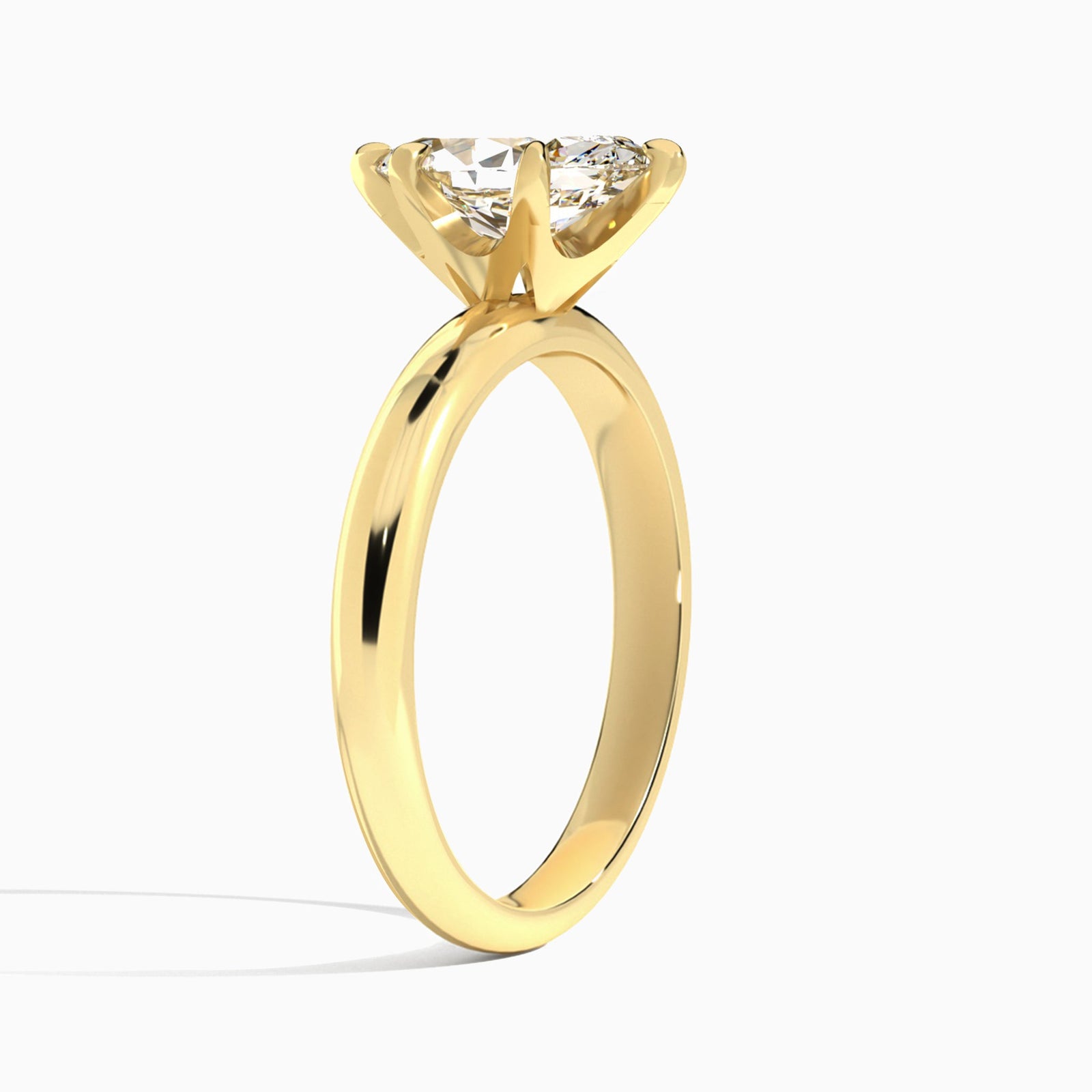 Marquise Solitaire Lab Grown Diamond Engagement Ring In 14K Yellow Gold, Angle View