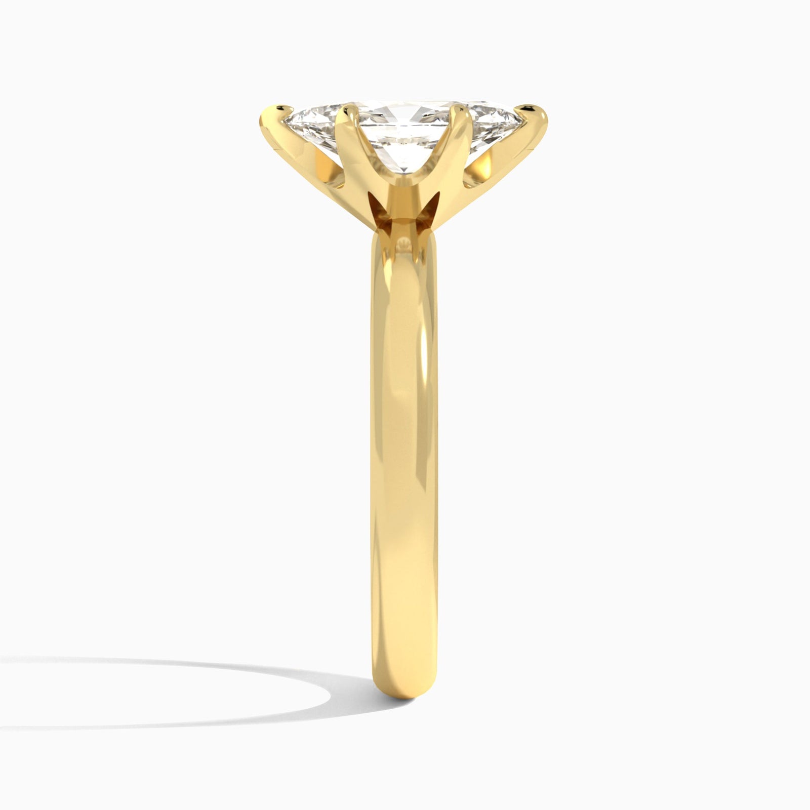 Marquise Solitaire Lab Grown Diamond Engagement Ring In 14K Yellow Gold, Side View