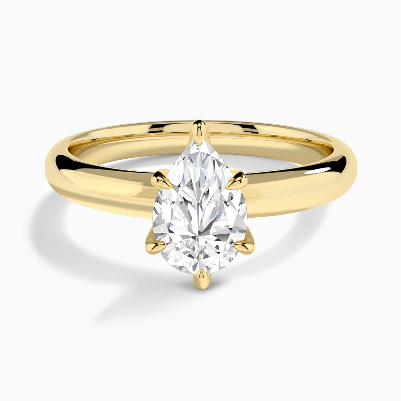 Pear Solitaire Lab Grown Diamond Engagement Ring In 14K Yellow Gold - Lucenjuri
