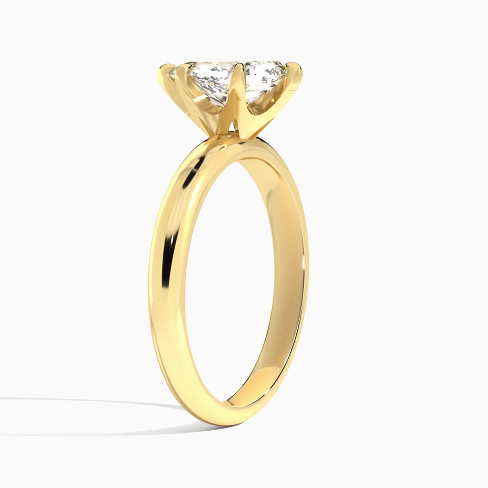 Pear Solitaire Lab Grown Diamond Engagement Ring In 14K Yellow Gold, Angle View