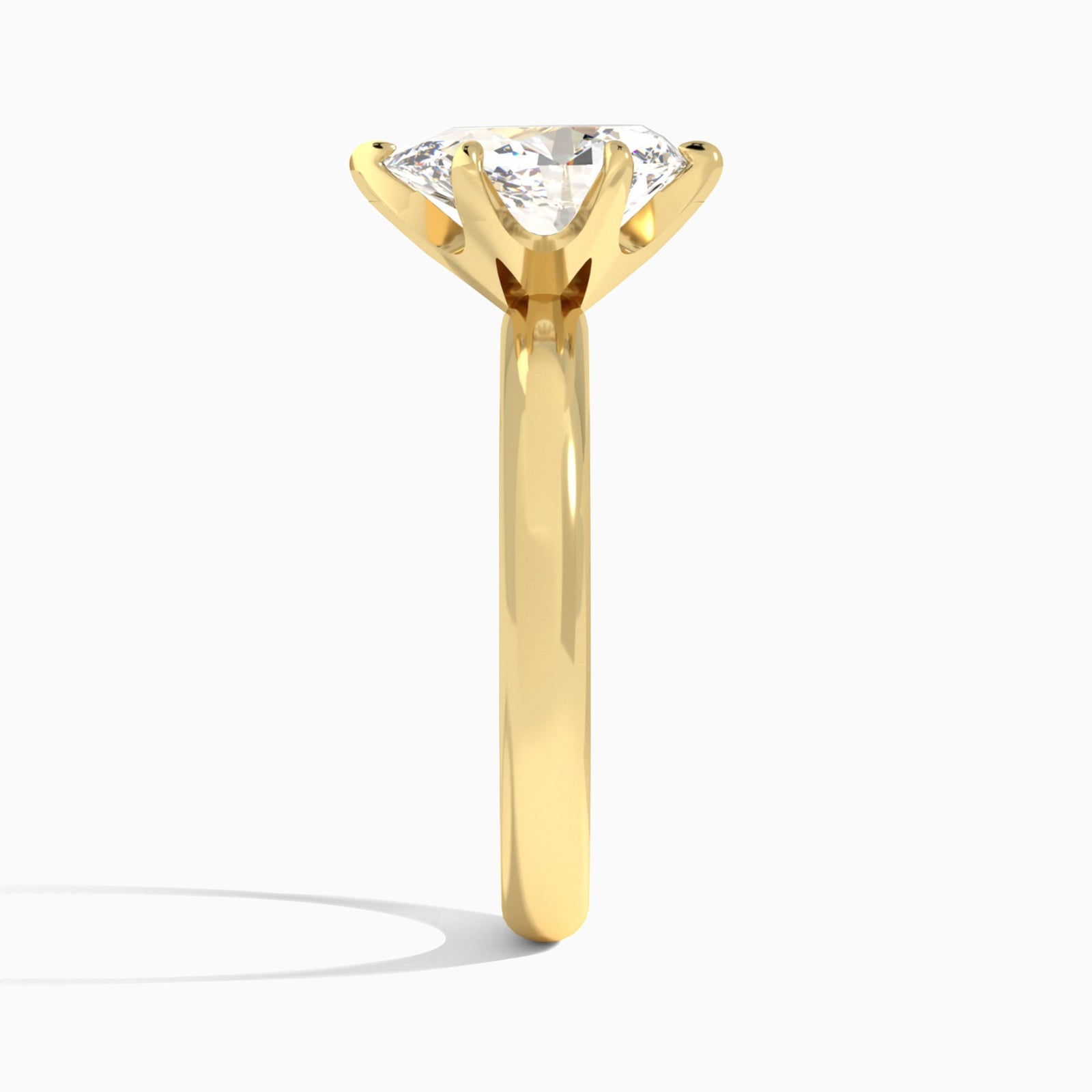 Pear Solitaire Lab Grown Diamond Engagement Ring In 14K Yellow Gold, Side View