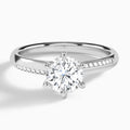 Round Adorned Six-Prong Lab Diamond Engagement Ring In Platinum - Lucenjuri