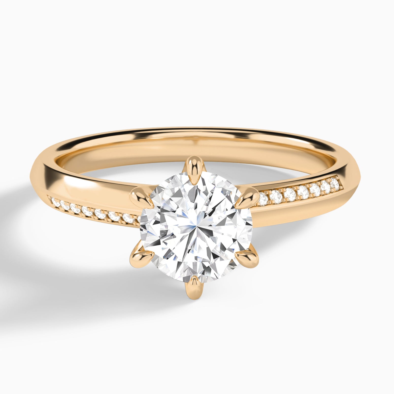 Round Adorned Six-Prong Lab Diamond Engagement Ring In 14K Rose Gold - Lucenjuri