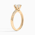 Round Adorned Six-Prong Lab Diamond Engagement Ring In 14K Rose Gold, Angle View