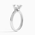 Pear Adorned Six-Prong Lab Diamond Engagement Ring In 18K White Gold, Angle View