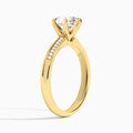 Oval Adorned Six-Prong Lab Diamond Engagement Ring In 14K Yellow Gold, Angle View