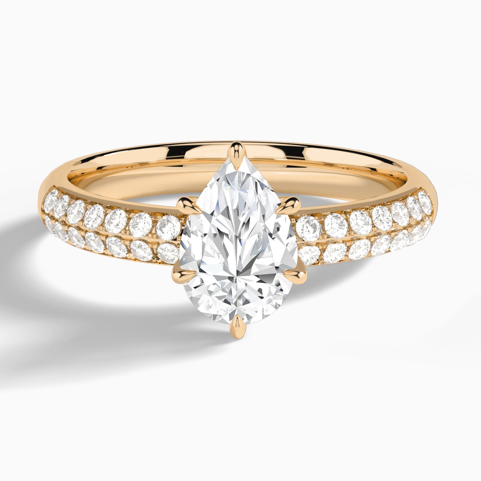 Pear Luxe Hidden Halo Six-Prong Lab Diamond Engagement Ring In 14K Rose Gold - Lucenjuri
