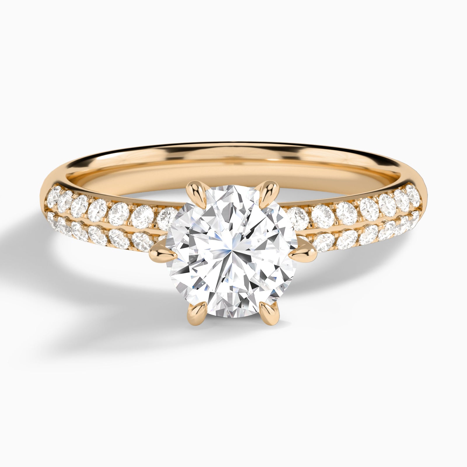 Round Luxe Hidden Halo Six-Prong Lab Diamond Engagement Ring In 14K Rose Gold - Lucenjuri