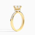 Oval Luxe Hidden Halo Six-Prong Lab Diamond Engagement Ring In 14K Yellow Gold, Angle View