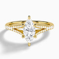 Marquise Split Shank Lab Grown Diamond Engagement Ring In 14K Yellow Gold - Lucenjuri