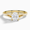 Oval Split Shank Lab Grown Diamond Engagement Ring In 14K Yellow Gold - Lucenjuri