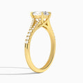 Oval Split Shank Lab Grown Diamond Engagement Ring In 14K Yellow Gold, Angle View