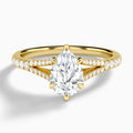 Pear Split Shank Lab Grown Diamond Engagement Ring In 14K Yellow Gold - Lucenjuri