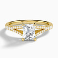 Radiant Split Shank Lab Grown Diamond Engagement Ring In 14K Yellow Gold - Lucenjuri