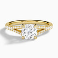 Round Split Shank Lab Grown Diamond Engagement Ring In 18K Yellow Gold - Lucenjuri