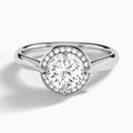 Round Solaris Halo Lab Grown Diamond Engagement Ring In Platinum - Lucenjuri