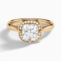 Cushion Solaris Halo Lab Grown Diamond Engagement Ring In 14K Rose Gold - Lucenjuri