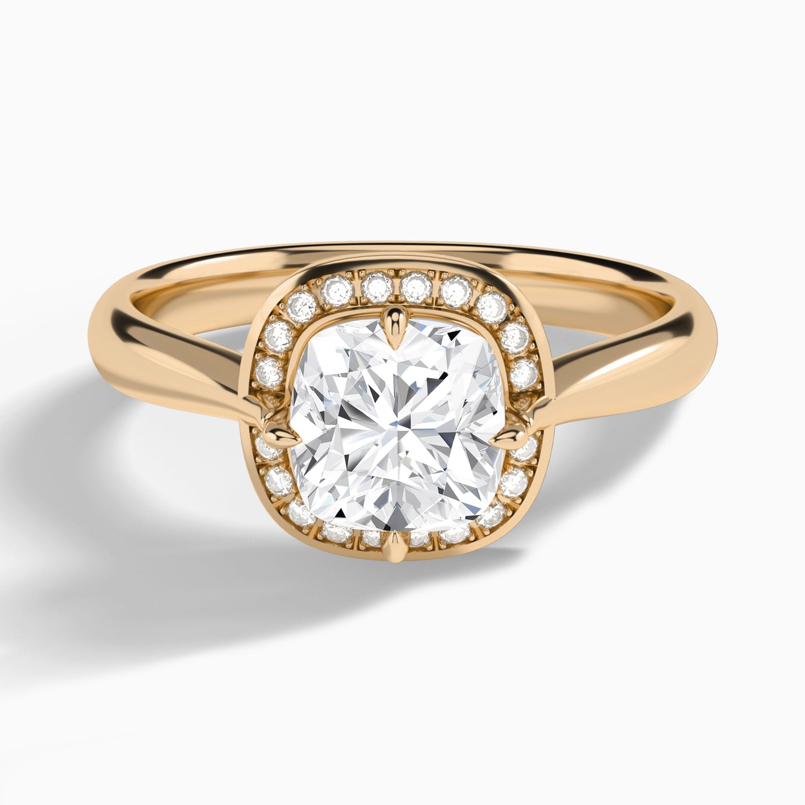 Cushion Solaris Halo Lab Grown Diamond Engagement Ring In 14K Rose Gold - Lucenjuri