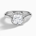 Cushion Solaris Halo Lab Grown Diamond Engagement Ring In 14K White Gold - Lucenjuri