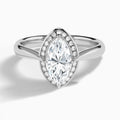 Marquise Solaris Halo Lab Grown Diamond Engagement Ring In 14K White Gold - Lucenjuri