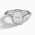 Oval Solaris Halo Lab Grown Diamond Engagement Ring In 14K White Gold - Lucenjuri