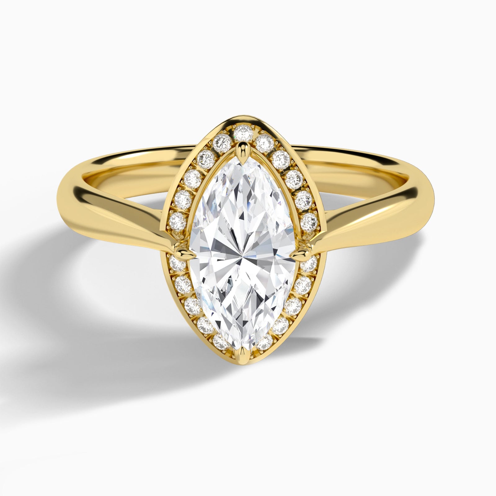 Marquise Solaris Halo Lab Grown Diamond Engagement Ring In 14K Yellow Gold - Lucenjuri