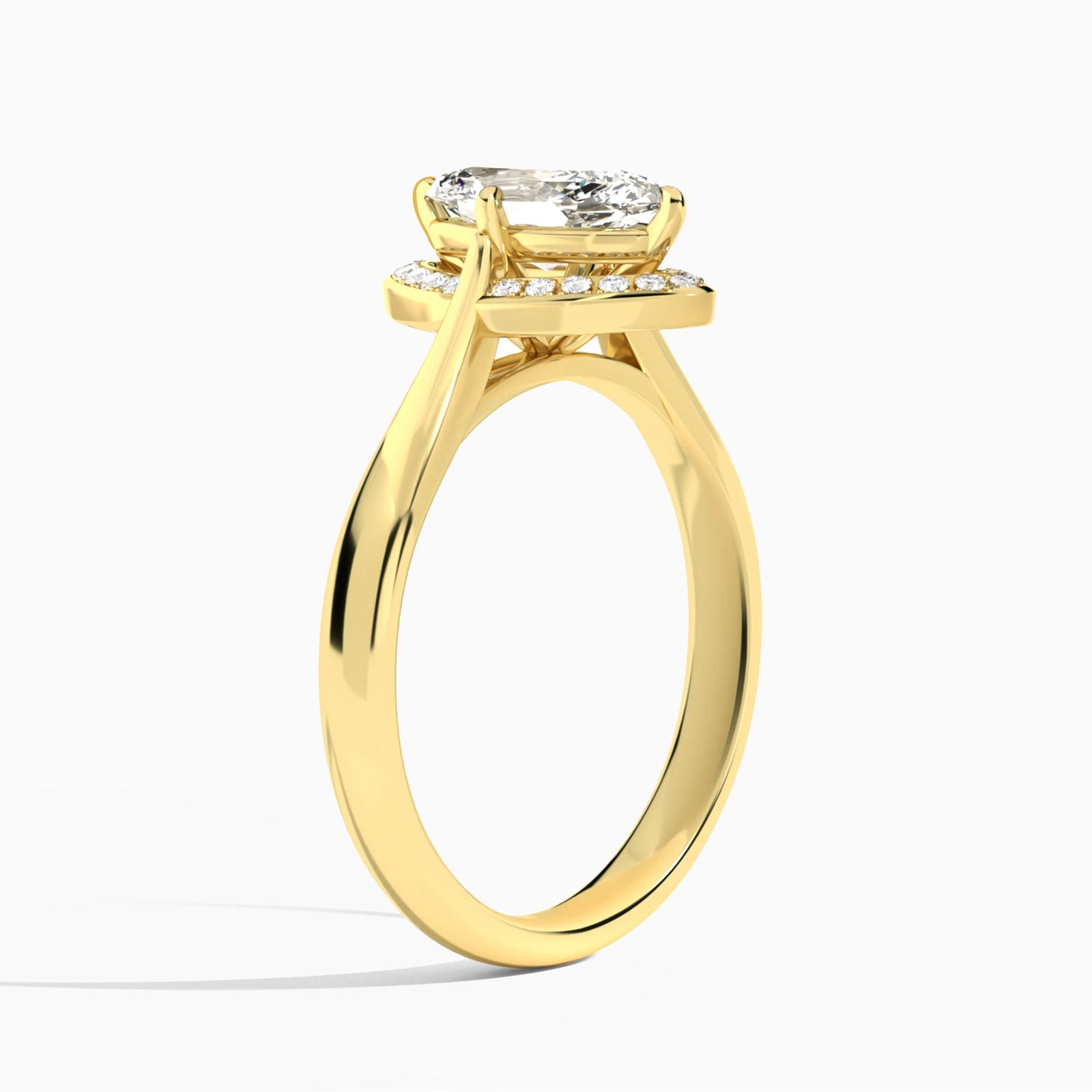 Marquise Solaris Halo Lab Grown Diamond Engagement Ring In 14K Yellow Gold, Angle View