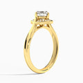 Round Solaris Halo Lab Grown Diamond Engagement Ring In 18K Yellow Gold, Angle View
