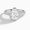 Pear Double Halo Lab Grown Diamond Engagement Ring In 14K White Gold - Lucenjuri