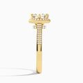 Cushion Double Halo Lab Grown Diamond Engagement Ring In 18K Yellow Gold, Side View