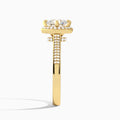 Oval Double Halo Lab Grown Diamond Engagement Ring In 14K Yellow Gold, Side View