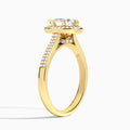 Pear Double Halo Lab Grown Diamond Engagement Ring In 14K Yellow Gold, Angle View