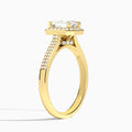 Radiant Double Halo Lab Grown Diamond Engagement Ring In 14K Yellow Gold, Angle View
