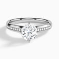 Round Adorned Four-Prong Lab Diamond Engagement Ring In Platinum - Lucenjuri