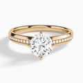 Round Adorned Four-Prong Lab Diamond Engagement Ring In 14K Rose Gold - Lucenjuri