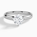 Cushion Adorned Four-Prong Lab Diamond Engagement Ring In 18K White Gold - Lucenjuri
