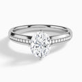 Oval Adorned Four-Prong Lab Diamond Engagement Ring In 14K White Gold - Lucenjuri