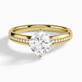 Cushion Adorned Four-Prong Lab Diamond Engagement Ring In 18K Yellow Gold - Lucenjuri