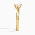 Cushion Adorned Four-Prong Lab Diamond Engagement Ring In 18K Yellow Gold, Side View