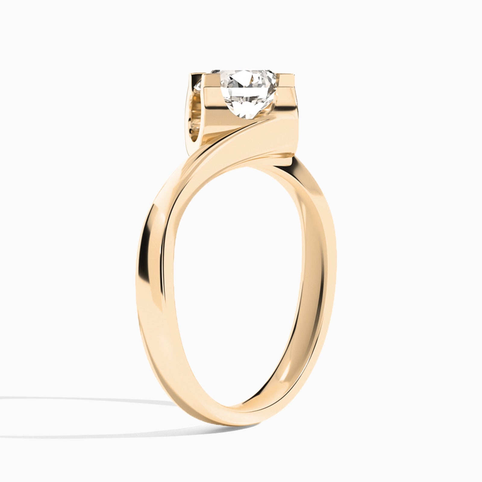 Round Ivy Lab Grown Diamond Engagement Ring In 14K Rose Gold, Angle View
