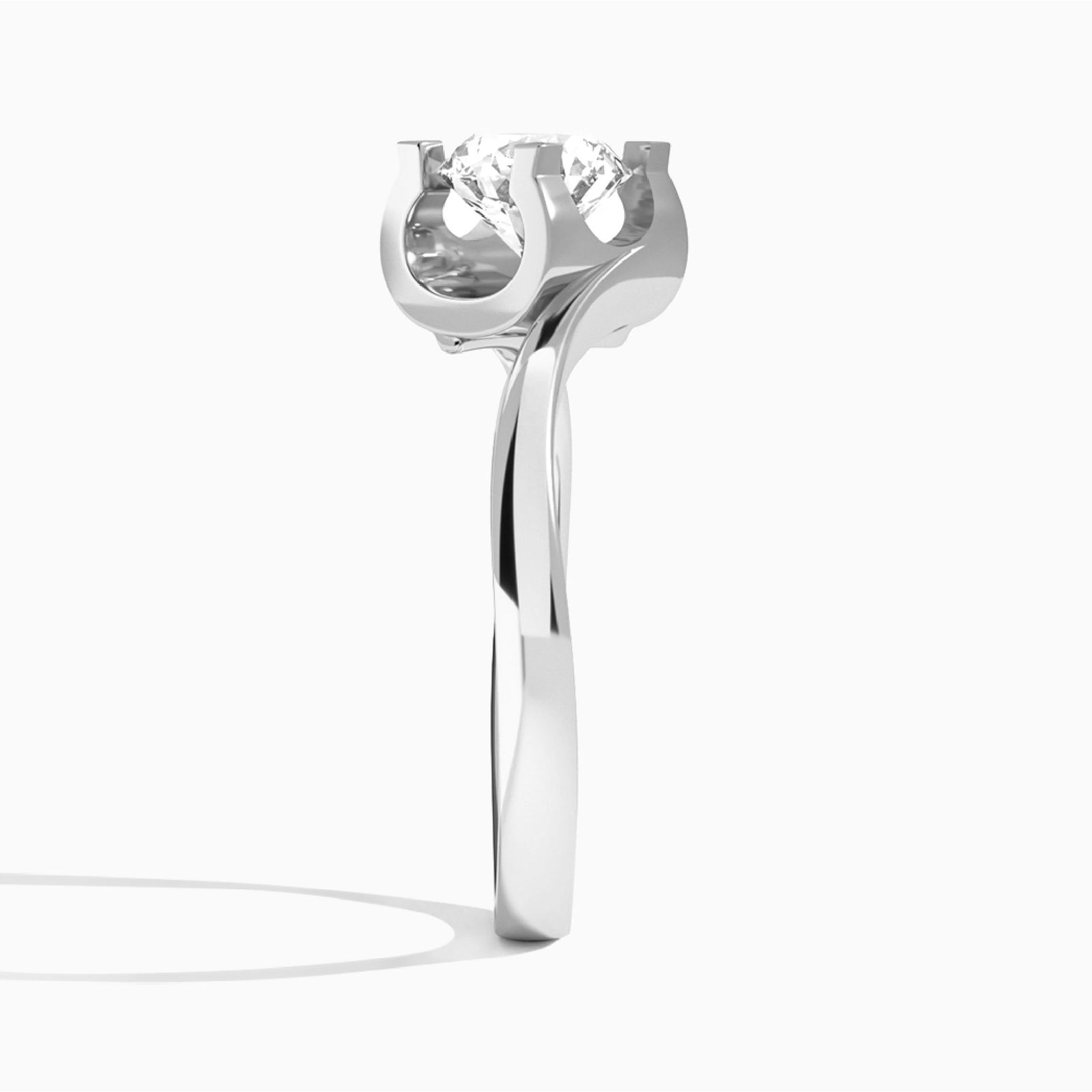 Round Ivy Lab Grown Diamond Engagement Ring In 18K White Gold, Side View