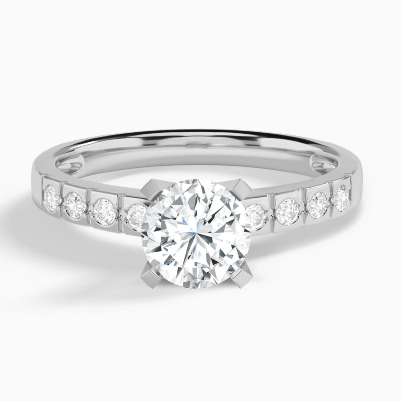 Round Luxe Hazel Lab Grown Diamond Engagement Ring In 14K White Gold - Lucenjuri