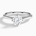 Round Petal Four-Prong Lab Diamond Engagement Ring In Platinum - Lucenjuri