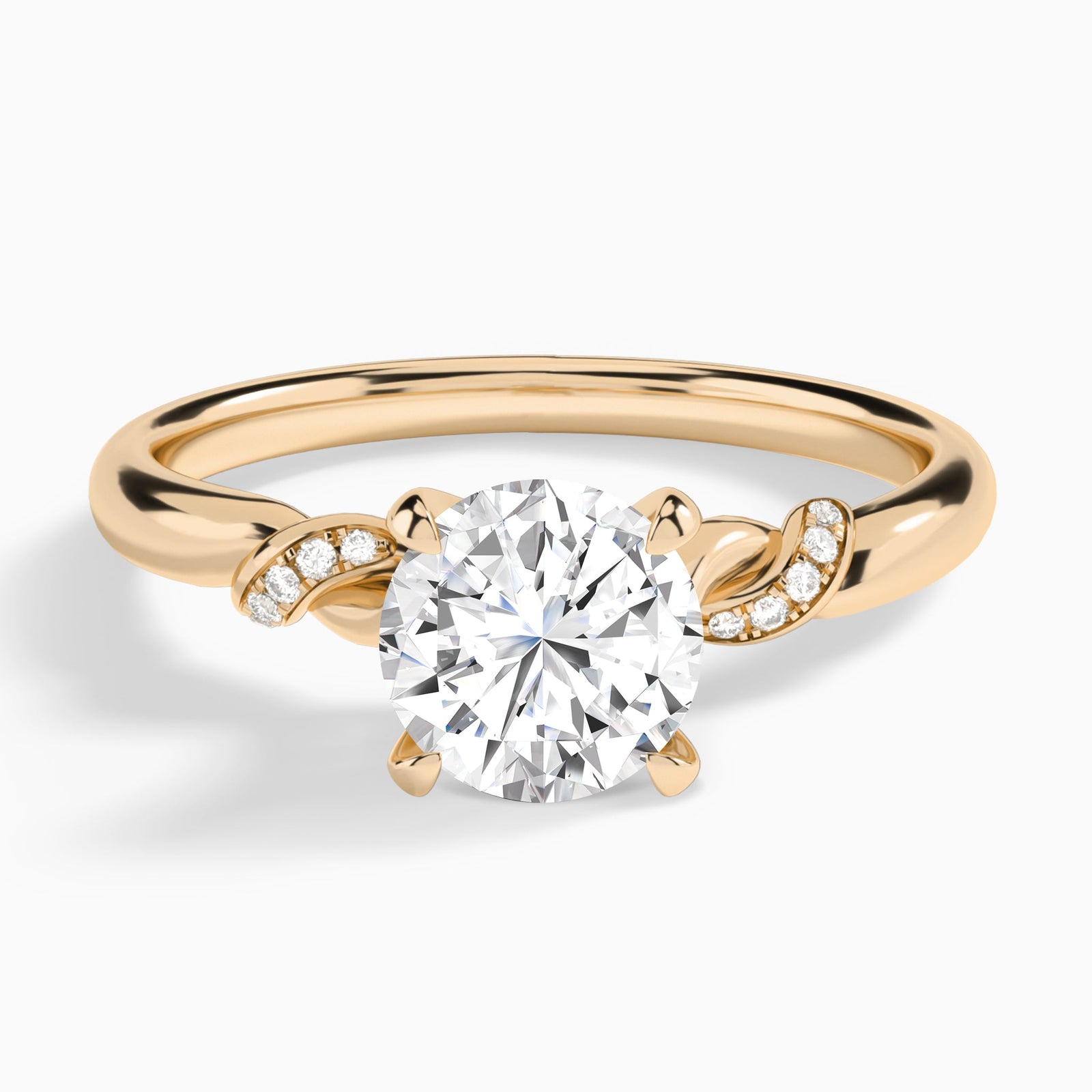 Round Twisted Knot Lab Grown Diamond Engagement Ring In 14K Rose Gold - Lucenjuri