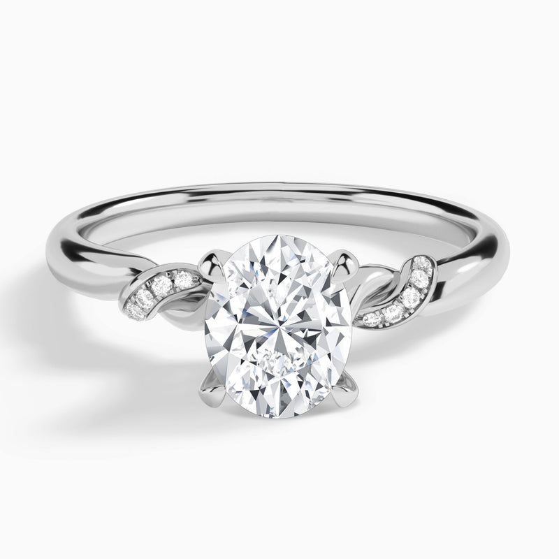 Oval Twisted Knot Lab Grown Diamond Engagement Ring In 14K White Gold - Lucenjuri
